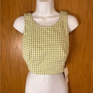 Zara Gingham Crop Top Ruffle Strap Open Back Size M NWT